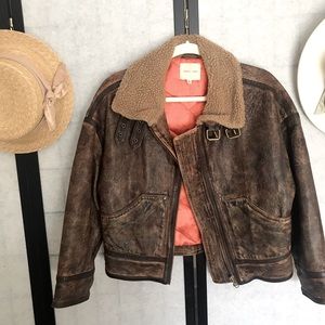 Vintage lamb leather motorcycle jacket